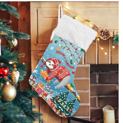 Christmas Stockings Sloth Personalized Large Holiday Decor Set of 2 - 17.7 Inch