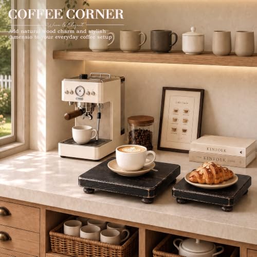 Distressed Black Wood Display Risers Set - Farmhouse Decor for Coffee Table