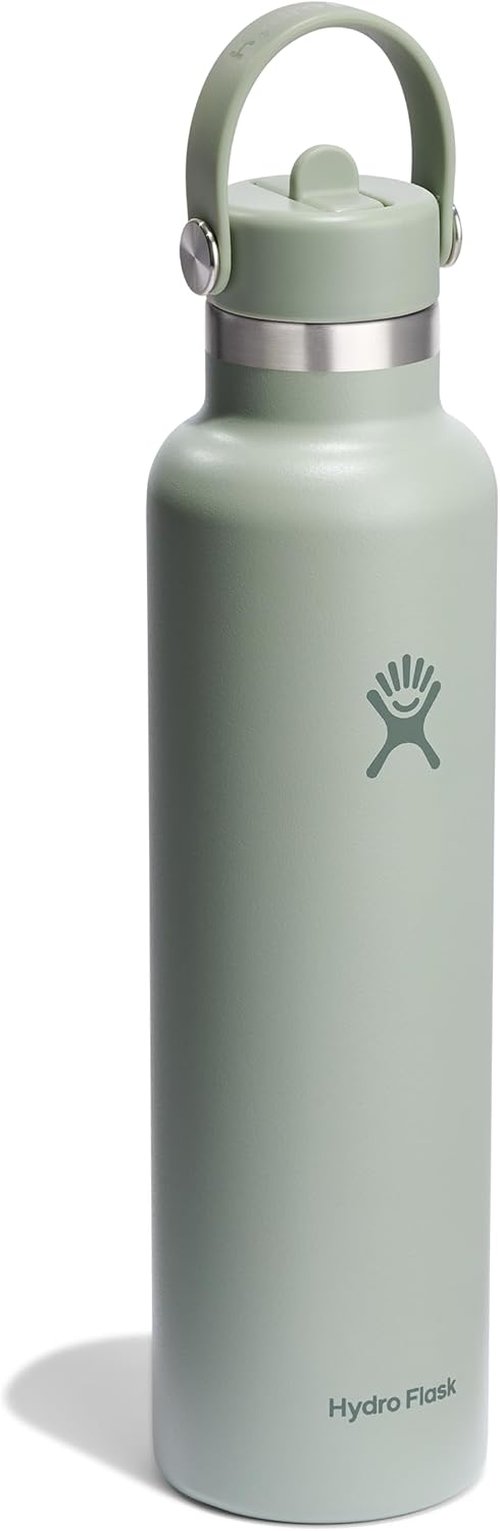 Hydro Flask Water Bottle - Insulated Stainless Steel - Leakproof Straw Lid, 24 Oz Agave Green