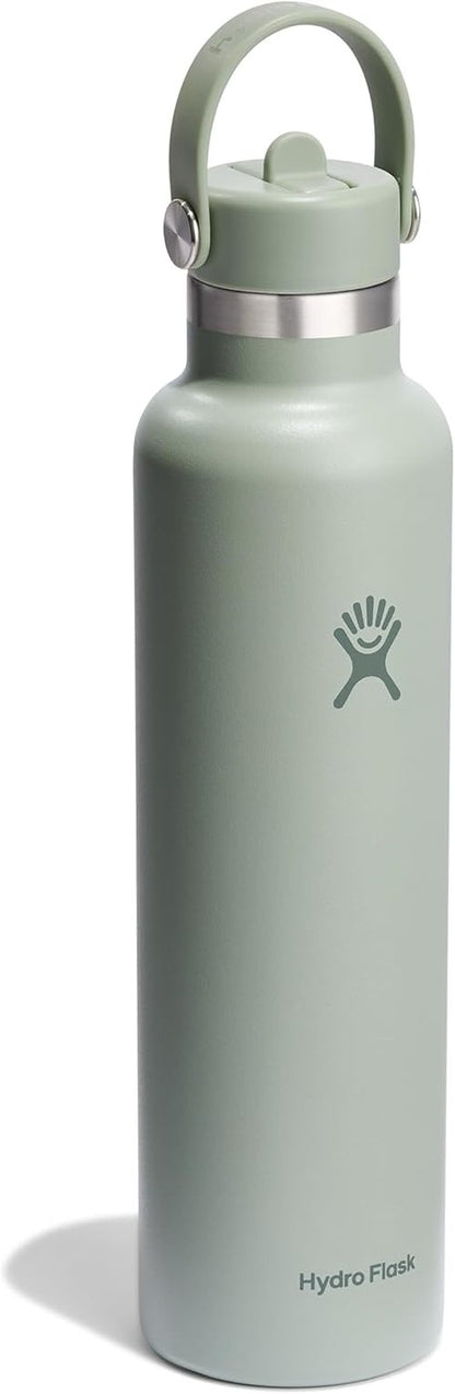 Hydro Flask Water Bottle - Insulated Stainless Steel - Leakproof Straw Lid, 24 Oz Agave Green