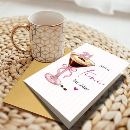 White 21st Birthday Card for Women Her - Funny Martini Themed Celebration