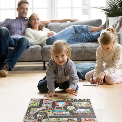 Kids Road Traffic Map Playmat Rug - Non-Slip City Scene Toy for Children Lh041