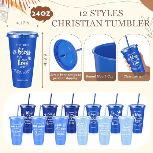 Hollowfly 48 Set Christian Church Gifts with Bible Verse Cups Notebooks & Keychains - Gradient Blue
