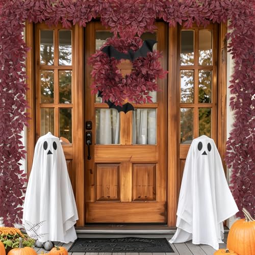 Artificial Burgundy Leaf Vine Garland 2 Pack - 5.9Ft Fall Decor