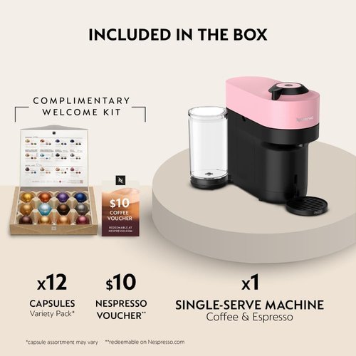 De'Longhi Nespresso Vertuo Pop+ Coffee & Espresso Maker - Stylish Candy Pink Design