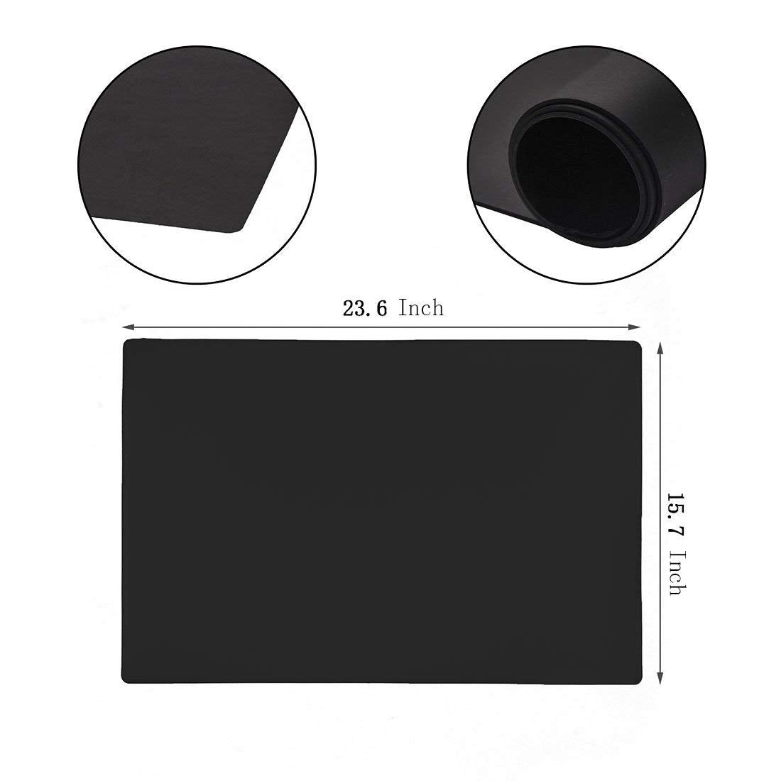 23.6'' by 15.7''Flexible Silicone Placemat Non Slip Waterproof Heat Resistant Dinner Table Black 1PCS