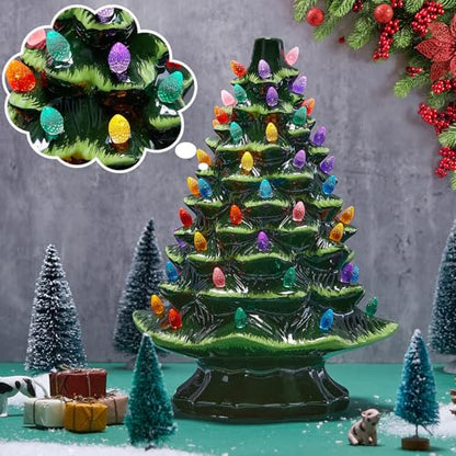 120 Pcs Plastic Flame Christmas Tree Bulbs - Multicolor, Medium