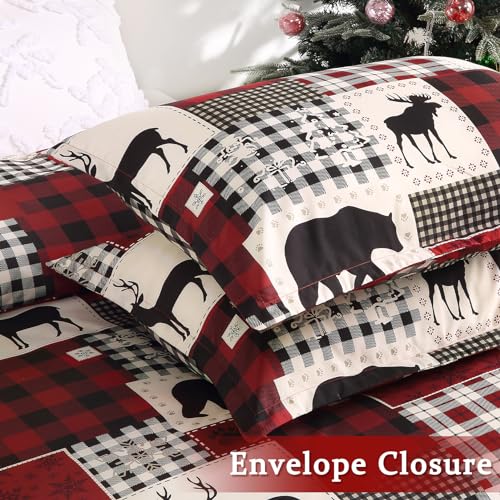 Reversible Christmas Duvet Cover Set Queen Black - Holiday Bedding