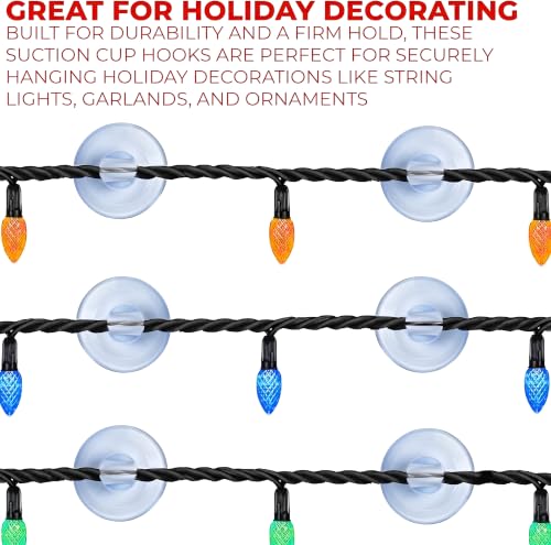 48 Pack Clear Suction Cup Hooks for String Lights & Home Decor