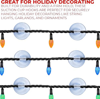 48 Pack Clear Suction Cup Hooks for String Lights & Home Decor