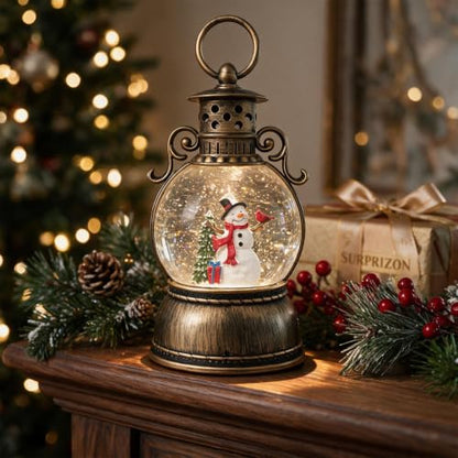 Christmas Snow Globe Lantern with Music & LED Lights - 9.6 Inch