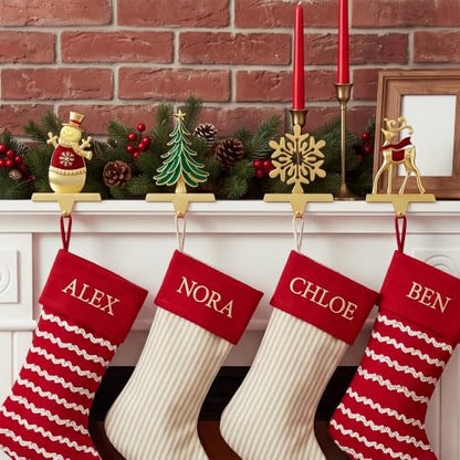 Christmas Stocking Holders Set of 4 with Reindeer Snowman Snowflake 3D Design