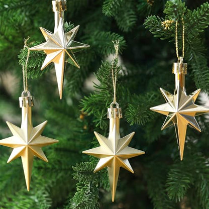 Champagne Bethlehem Star Ornaments - 24 Pack Christmas Tree Decorations