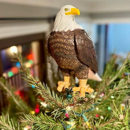 Large Patriotic Bald Eagle Christmas Tree Topper - 10 Inch USA Holiday Decor