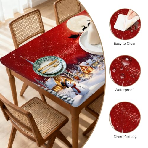 Christmas Rectangle Tablecloth with Elastic Edge - Indoor Outdoor Cover B-004 30" x 60"