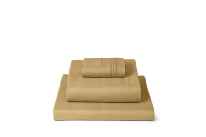 Mellanni Twin Sheets Set - 3 PC Iconic Collection Bedding - Hotel Luxury, Extra Soft, Cooling Bed Sheets - Wrinkle, Fade, Stain Resistant (Twin, Gold)