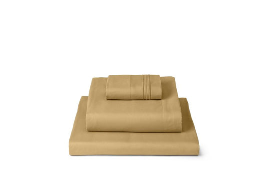 Mellanni Twin Sheets Set - 3 PC Iconic Collection Bedding - Hotel Luxury, Extra Soft, Cooling Bed Sheets - Wrinkle, Fade, Stain Resistant (Twin, Gold)