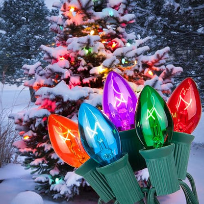 C7 Outdoor Christmas String Lights - 25Ft Multicolor Incandescent