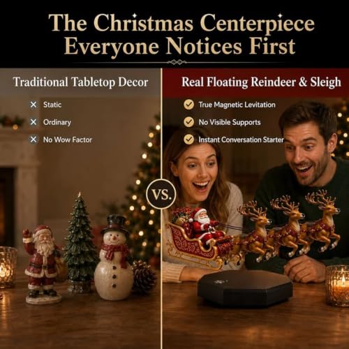Floating Santa Sleigh Magnet Levitation Christmas Decor - Black Variation