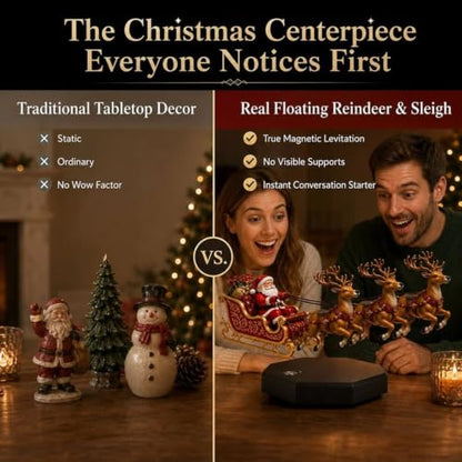 Floating Santa Sleigh Magnet Levitation Christmas Decor - Black Variation