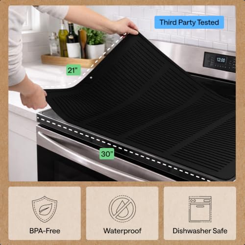 Gorilla Grip Silicone Stove Cover - 28x20 Inch Black Non-Slip Cooking Protector