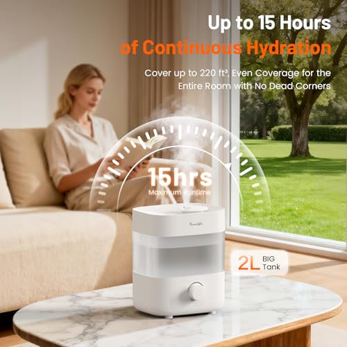 2L Top Fill Cool Mist Humidifier for Bedroom Quiet Ultrasonic Night Atmosphere
