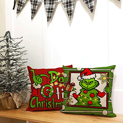 20x20 Inch Christmas Decorative Throw Pillow Covers Set - Santa Tree Xmas