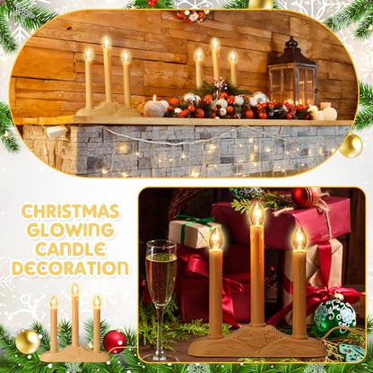 Ivory Electric Candle Candoliers Set - 6 Pack Christmas Window Decor with 3 C7 Bulbs