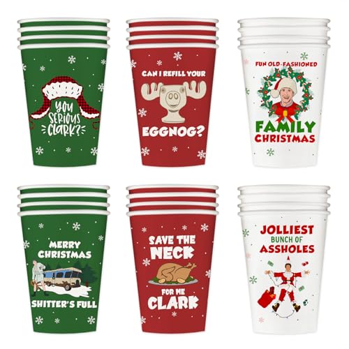 Christmas Vacation Party Cups - 60 Disposable 12 oz Holiday Paper Cups for Hot Beverages
