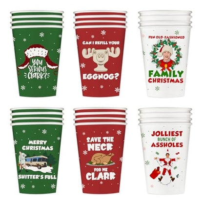 Christmas Vacation Party Cups - 60 Disposable 12 oz Holiday Paper Cups for Hot Beverages