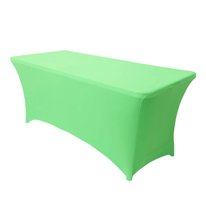 Obstal 6ft Stretch Spandex Table Cover for Standard Folding Tables - Universal Rectangular Fitted Tablecloth Protector for Party （Grass Green, 72 Length x 30 Width x 30 Height Inches）