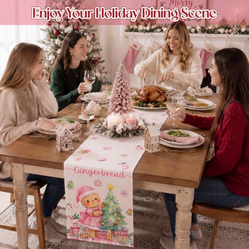 Gingerbread Man and Christmas Tree Table Runner Set - 2 Pack Holiday Decor