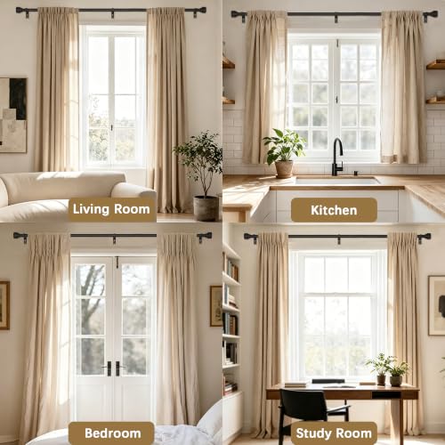 Black Adjustable Curtain Rods for Windows 32-144 Inches Heavy Duty 1-Inch Diameter
