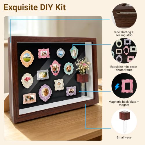 Mini Shadow Box Kit with Magnetic Frames & Mini Vase - DIY Wall Decor