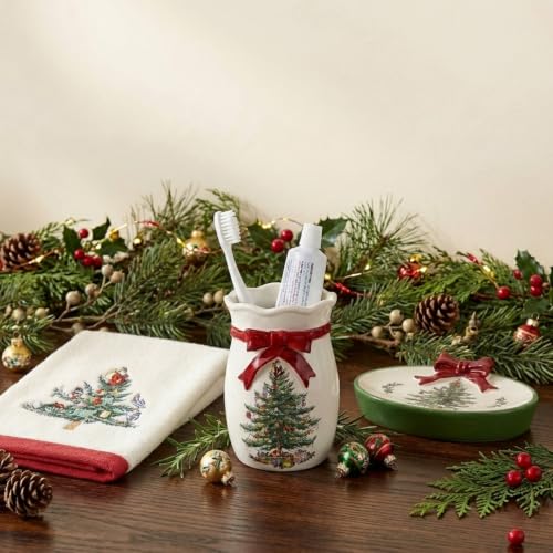 Red Christmas Tumbler Cup for Makeup Brushes, Razors & More - Spode Holiday Collection