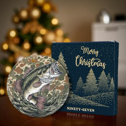 Bass Fishing Christmas Ornament - Camo Largemouth Bass Decor for Lake House & Tackle Room