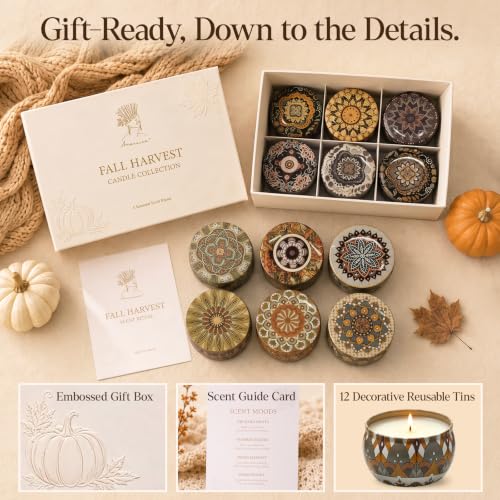 Fall Scented Candle Gift Set - 12 Soy Candles with Autumn Fragrances, 2.5 oz Each - Fall Candles Variation of THIS listing