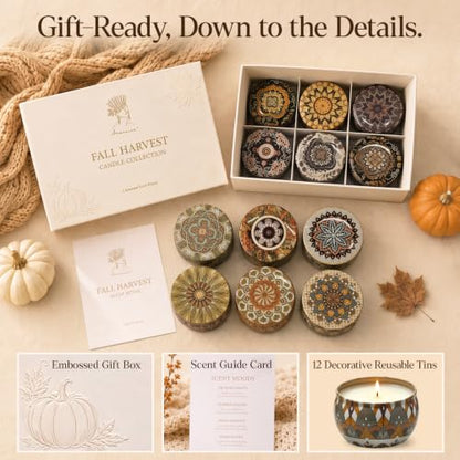 Fall Scented Candle Gift Set - 12 Soy Candles with Autumn Fragrances, 2.5 oz Each - Fall Candles Variation of THIS listing