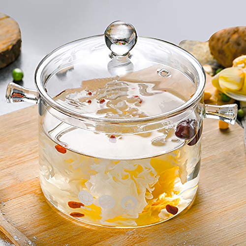 1.5L Glass Saucepan with Cover - Pack of 2, Heat-Resistant Cookware