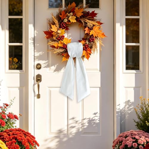 White Wreath Sash for Front Door DIY Embroidery Decorative Accessory