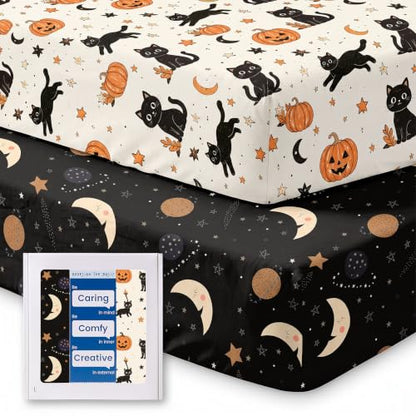 Moonlight Halloween Pack N Play Sheets for Graco Mini Crib - 2 Pack