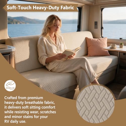 RV Jackknife Sofa Cover 2-Piece Stretch Slipcover for Camper Fold-Out Couch