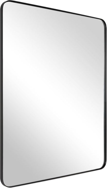 ANDY STAR Bathroom Wall Mirror - 24x36 Inch Black Stainless Steel Frame with Rounded Corners