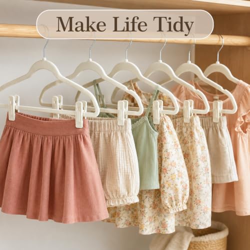 24 Pack Velvet Hanger Clips for Velvet Hangers - Beige