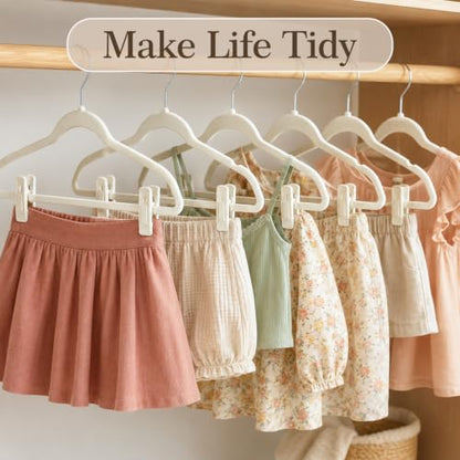 24 Pack Velvet Hanger Clips for Velvet Hangers - Beige