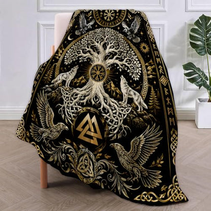 Viking Tree of Life Blanket - Soft Flannel Throw for Home & Travel