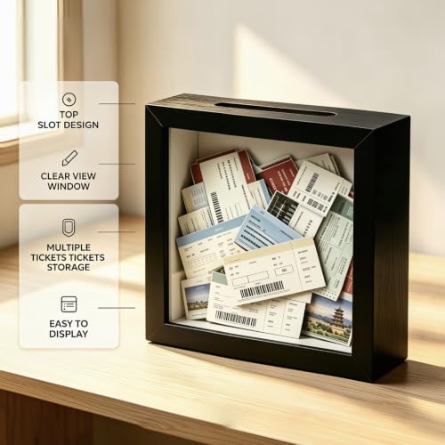 Square Shadow Box Display Frame with Slot - 5x5 Black