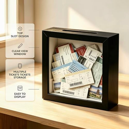 Square Shadow Box Display Frame with Slot - 5x5 Black