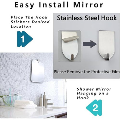 11x8 Inch Shatterproof Shower Mirror for Shaving and Makeup - Wall-Mounted, Portable