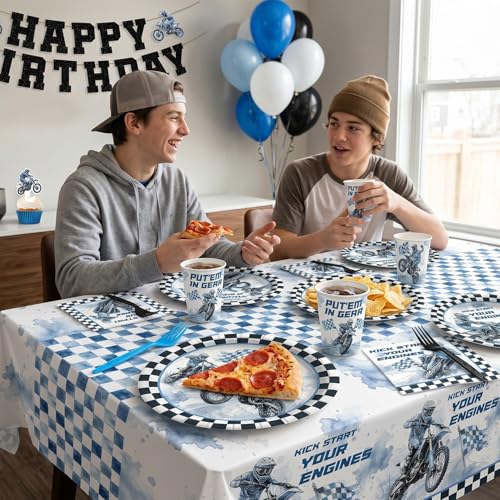 Dirt Bike Plates Serve 24 - Motocross Birthday Party Decorations